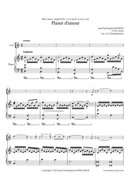 Free Sheet Music Plaisir D Amour Violin And Piano