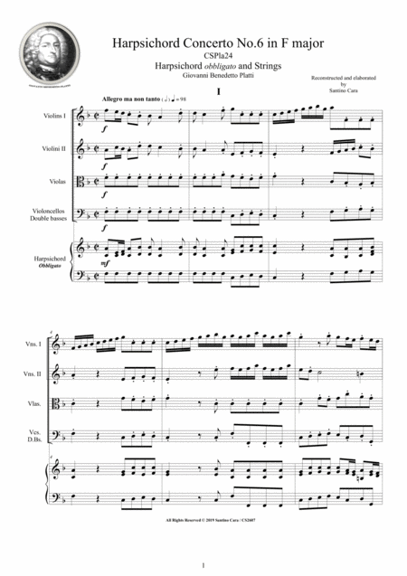 Platti Harpsichord Concerto No 6 In F Major Cspla24 For Harpsichord And Strings Sheet Music