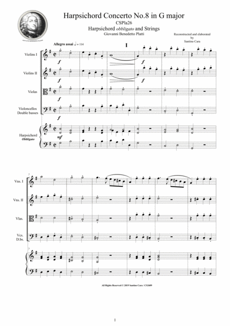 Platti Harpsichord Concerto No 8 In G Major Cspla26 For Harpsichord And Strings Sheet Music