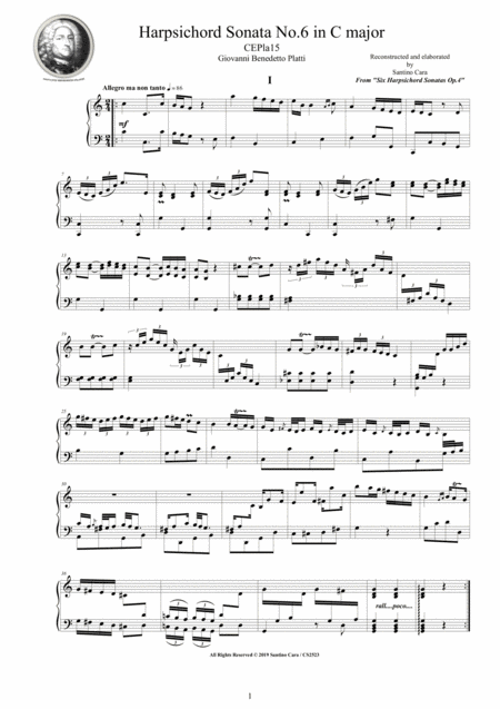 Platti Harpsichord Or Piano Sonata No 6 In C Major Op 4 Cspla15 Sheet Music