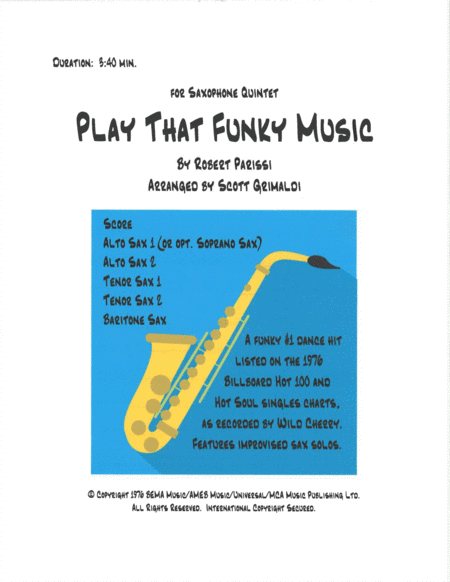 Play That Funky Music For Saxophone Quintet Aattb Or Sattb Sheet Music