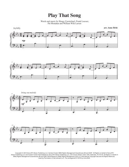 Free Sheet Music Play That Song