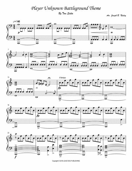 Free Sheet Music Player Unknown Battleground Pubg Theme