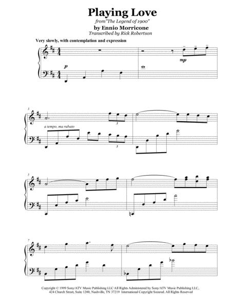 Free Sheet Music Playing Love From The Legend Of 1900