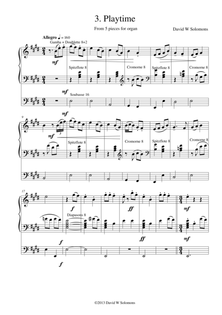 Free Sheet Music Playtime For Organ