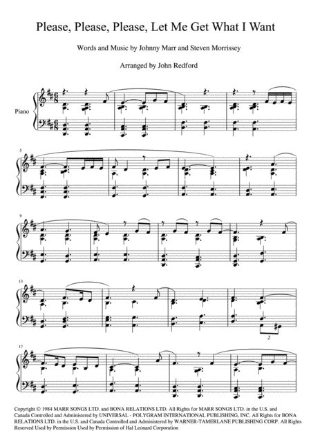 Please Please Please Let Me Get What I Want Slow Piano Solo Sheet Music