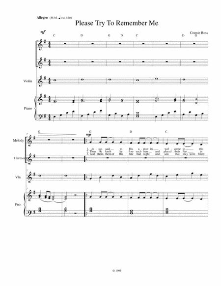 Free Sheet Music Please Try To Remember Me Holy Thursday Vocal Trio Violin And Piano