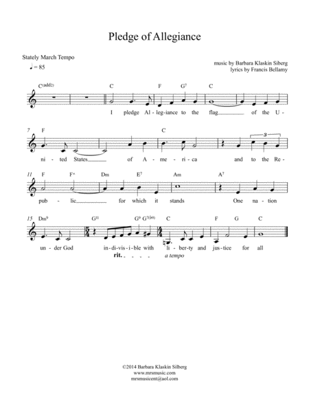 Pledge Of Allegiance Sheet Music