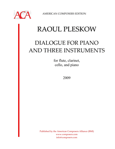 Pleskow Dialogue For Piano And Three Instruments Sheet Music