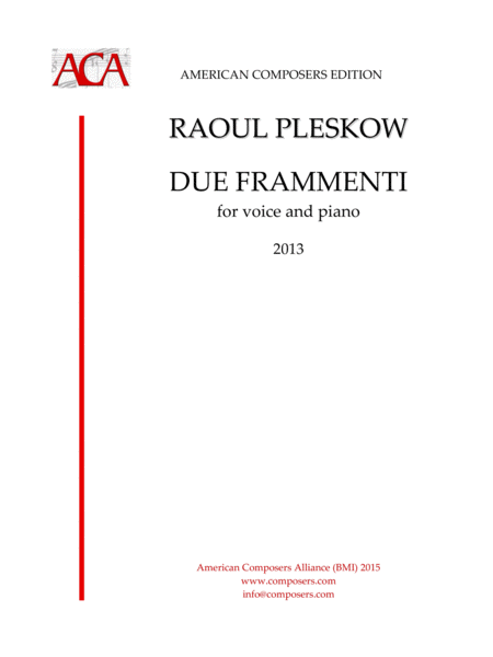 Free Sheet Music Pleskow Due Frammenti