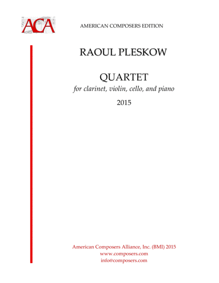 Pleskow Quartet For Clarinet Violin Cello And Piano Sheet Music