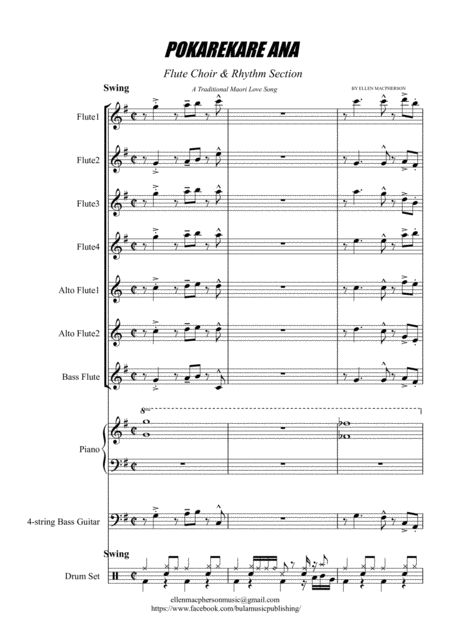 Free Sheet Music Pokerekere Ana Flute Choir Rhythm Section Full Score