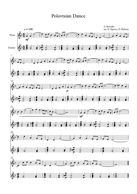 Polovtsian Dance Alexander Borodin For Flute Guitar Sheet Music