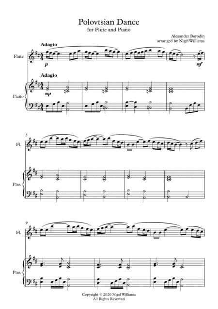 Free Sheet Music Polovtsian Dance For Flute And Piano