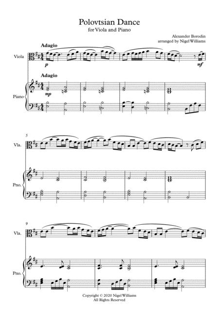 Free Sheet Music Polovtsian Dance For Viola And Piano