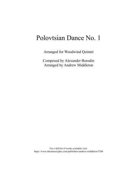 Free Sheet Music Polovtsian Dance No 1 Arranged For Woodwind Quintet