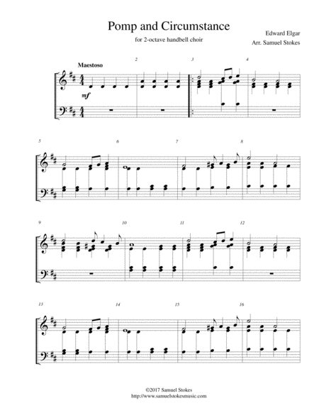 Free Sheet Music Pomp And Circumstance For 2 Octave Handbell Choir