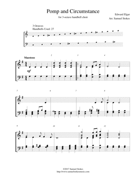 Pomp And Circumstance For 3 Octave Handbell Choir Sheet Music