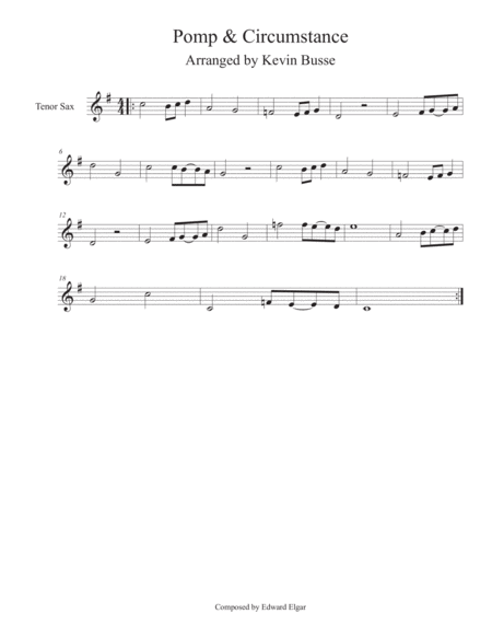 Free Sheet Music Pomp Circumstance Tenor Sax