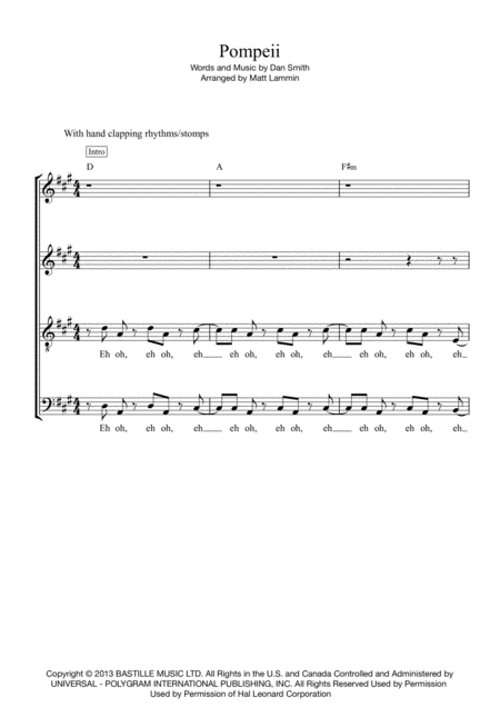 Free Sheet Music Pompeii Satb