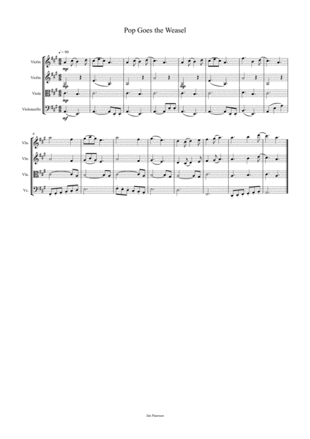 Free Sheet Music Pop Goes The Weasel Arranged For String Quartet