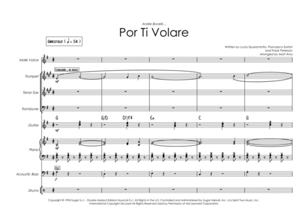 Free Sheet Music Por Ti Volare Time To Say Goodbye 3 Horns And Rhythm Section