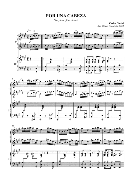 Free Sheet Music Por Una Cabeza