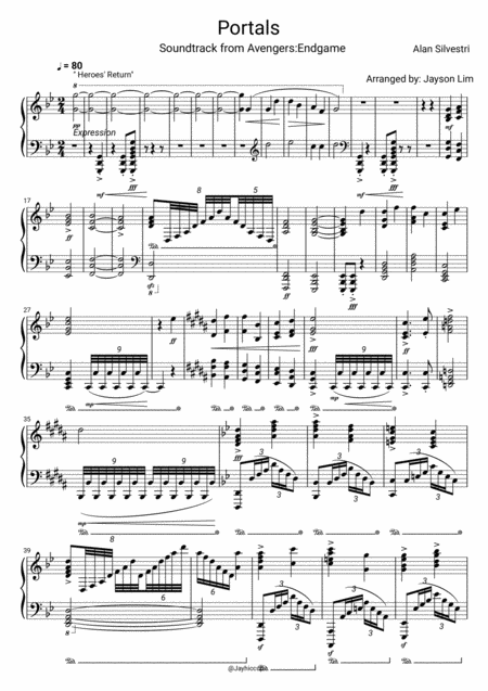 Portals Soundtrack From Avengers Endgame Sheet Music