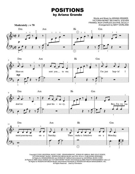 Free Sheet Music Positions Easy Piano