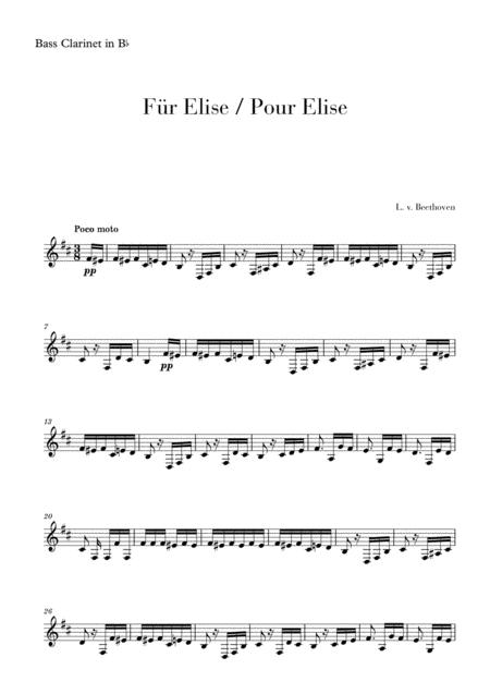 Pour Elise Fr Elise For Bass Clarinet Sheet Music