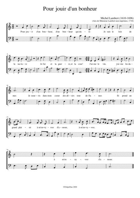 Pour Jouir D Un Bonheur Sheet Music