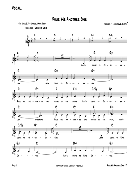 Pour Me Another One King David And His Troops From The Kings Act 2 Song 6 Sheet Music