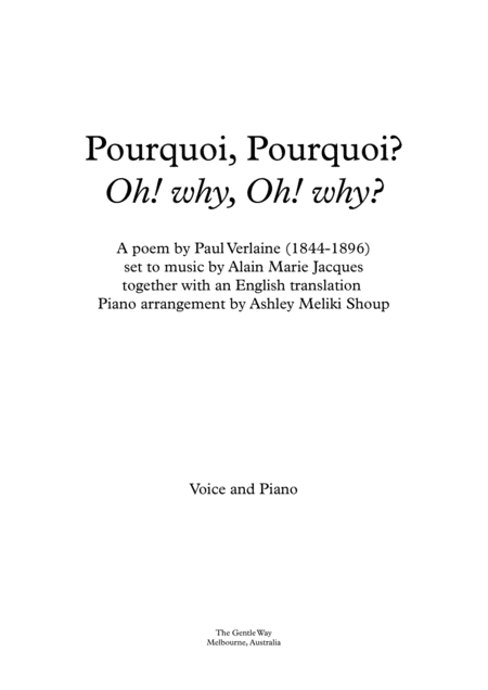 Free Sheet Music Pourquoi Pourquoi Verlaine