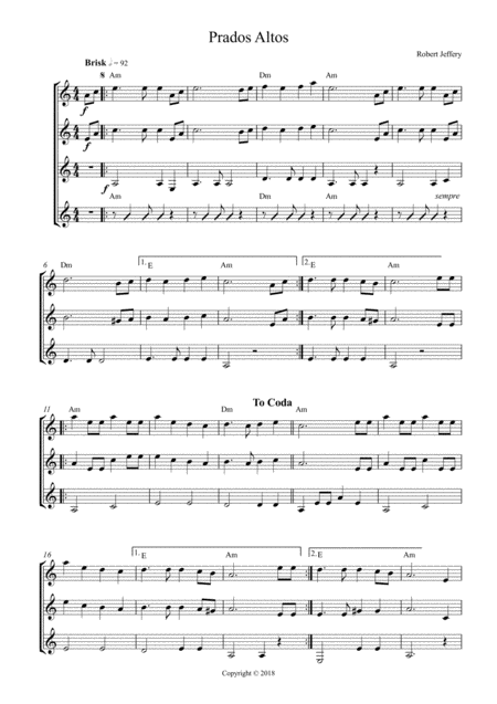 Prados Altos Intermediate Guitar Ensemble Sheet Music