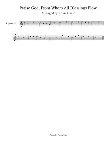 Free Sheet Music Praise God From Whom All Blessings Flow Soprano Sax