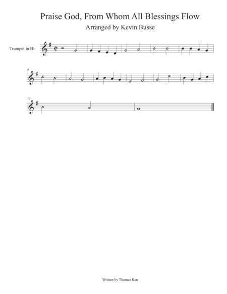 Praise God From Whom All Blessings Flow Trumpet Sheet Music