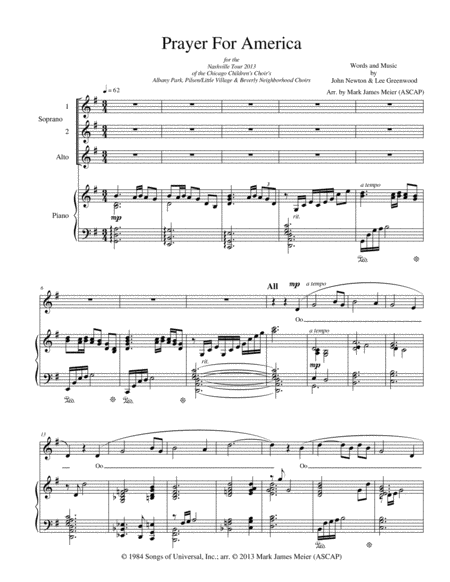 Free Sheet Music Prayer For America Featuring God Bless The Us A