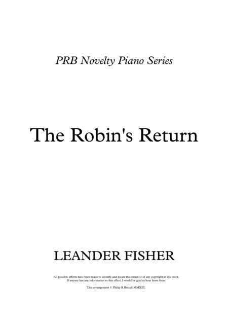 Prb Novelty Piano Series The Robin Return Fisher Sheet Music