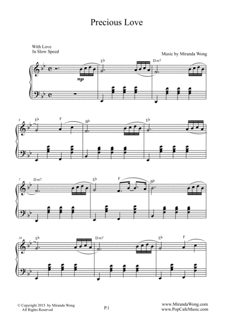 Precious Love Romantic Piano Music By Miranda Wong Sheet Music