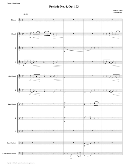 Prelude 04 In F Major Op 103 By Gabriel Faur Flute Nonet Bcl Cbcl Sheet Music