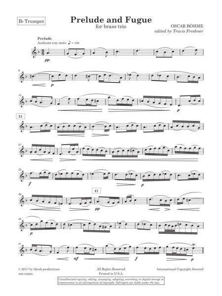 Prelude And Fugue For Brass Trio Sheet Music