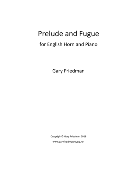 Prelude And Fugue For English Horn And Piano Sheet Music