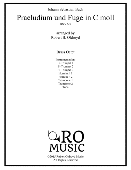 Prelude And Fugue In C Minor 549 For Brass Octet Sheet Music