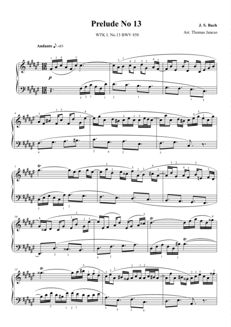 Prelude And Fugue In F Major Bwv 858 Sheet Music