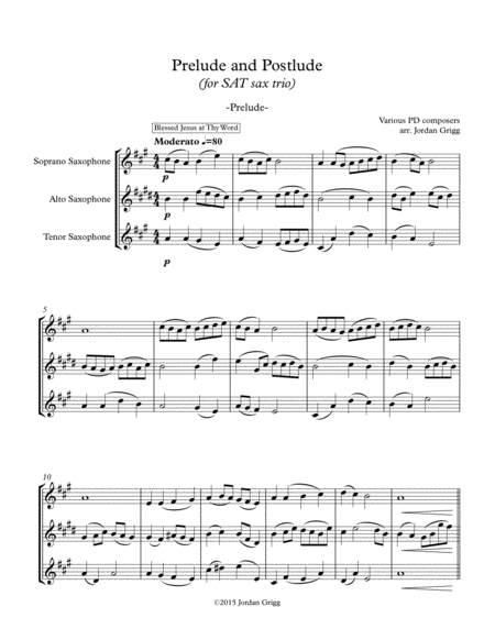 Free Sheet Music Prelude And Postlude For Sat Sax Trio