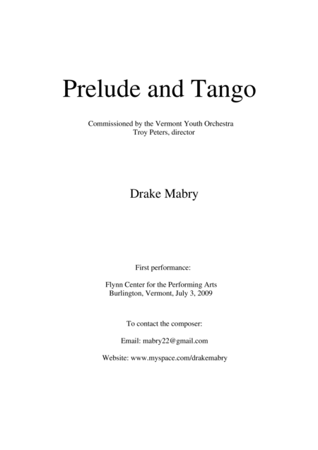 Free Sheet Music Prelude And Tango