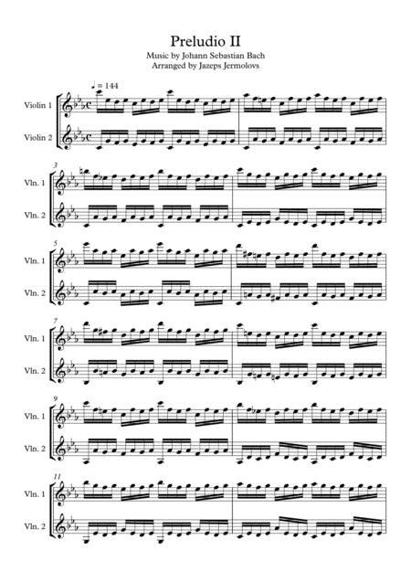 Prelude C Minor For 2 Violins Sheet Music