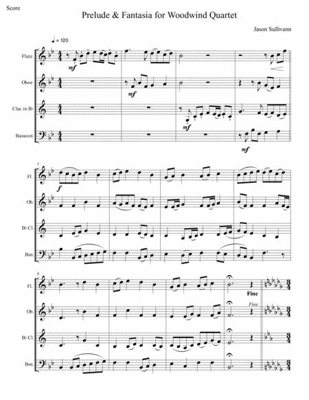 Free Sheet Music Prelude Fantasia For Woodwind Quartet