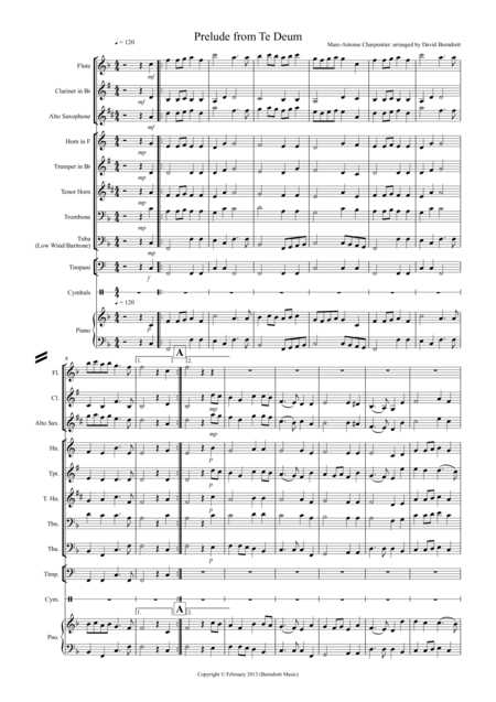 Free Sheet Music Prelude From Te Deum For School Concert Band