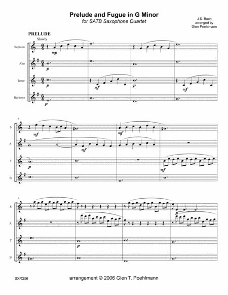 Prelude Fugue In G Minor Satb Sax Quartet Based On Organ Solo By J Bach Sheet Music